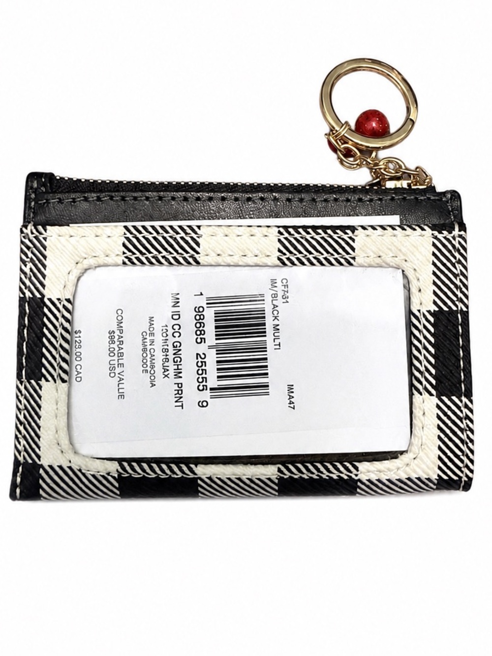Coach NWT Black & White Plaid Compact Card Case - Picture 3 of 4